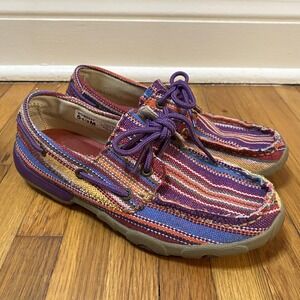 Twisted X Driving Moc Shoes Womens Size 5.5 Serape Canvas Multicolor WDM0047